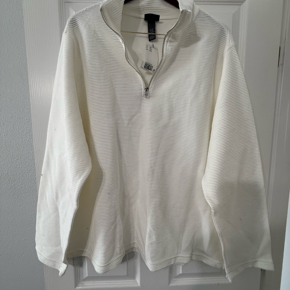 H&M Cream Zip-Up Sweater for Men